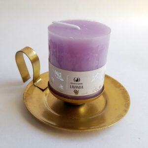 Porta vela de metal con manija Oro