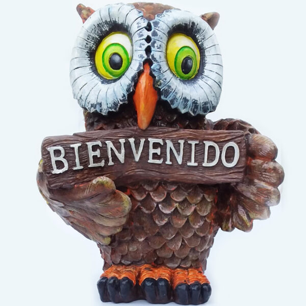 Figura Lechuza Grande Bienvenido para Interiores y Exteriores
