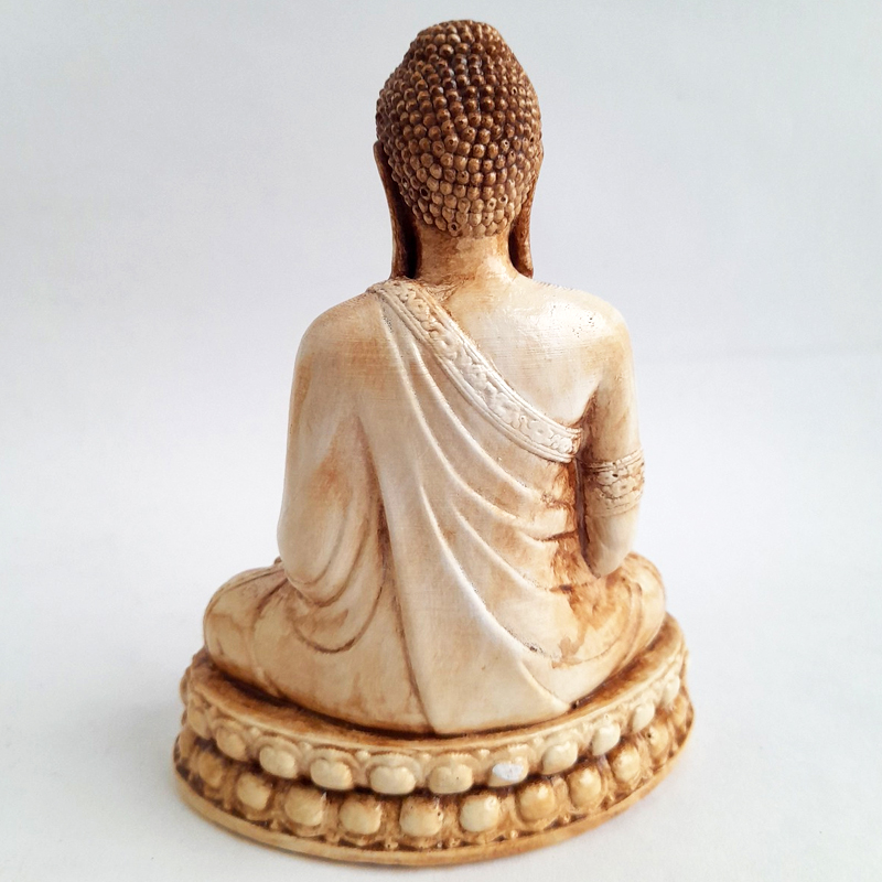 Figura Buda Mano a Tierra Flor de Loto 17cm