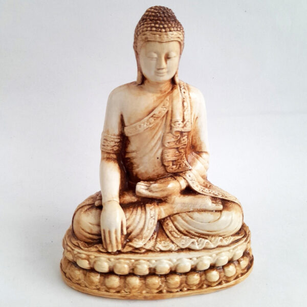 Figura Buda Mano a Tierra Flor de Loto 17cm