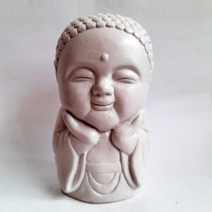 Figura Budita Felicidad Blanco Colección Monjes de 20cm