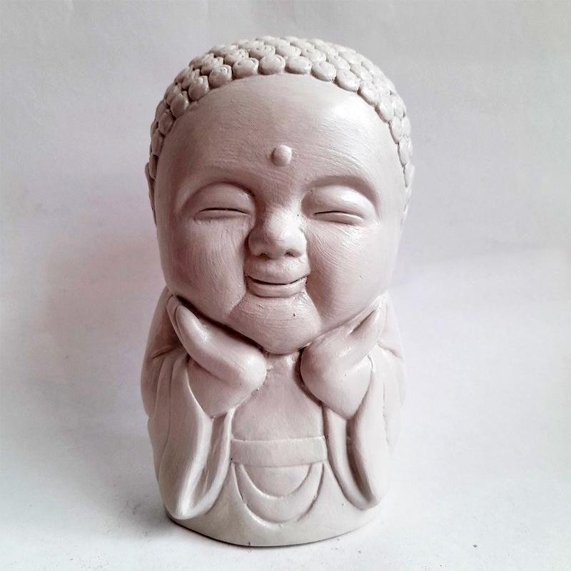 Figura Budita Felicidad Blanco Colección Monjes de 20cm