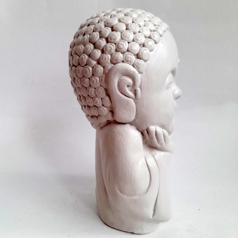 Figura Budita Felicidad Blanco Colección Monjes de 20cm