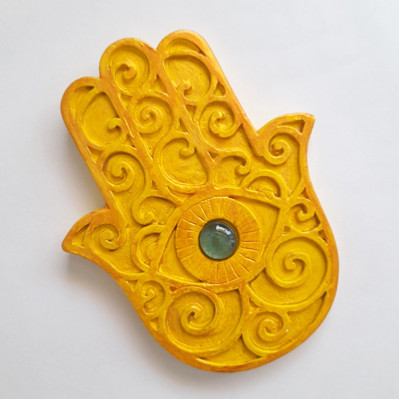 Colgante Mano de Fátima Amarilla