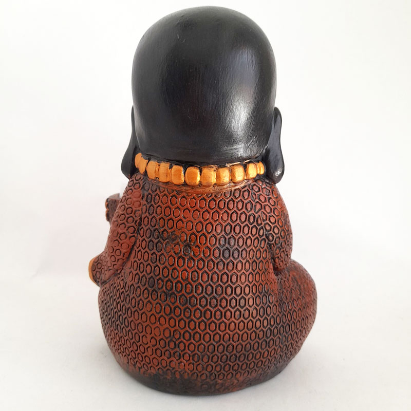 Figura Porta Vela Monje Budista Labrado Cobre