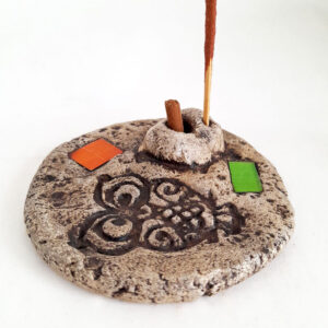 Porta Sahumerio Porta Dhoop Lechuza Verde y Naranja