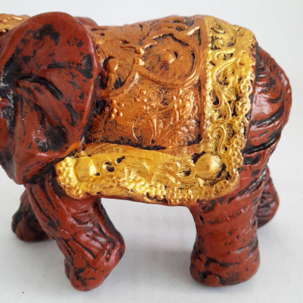 Figura Elefante de la India Chico N°1 Cobre y Dorado