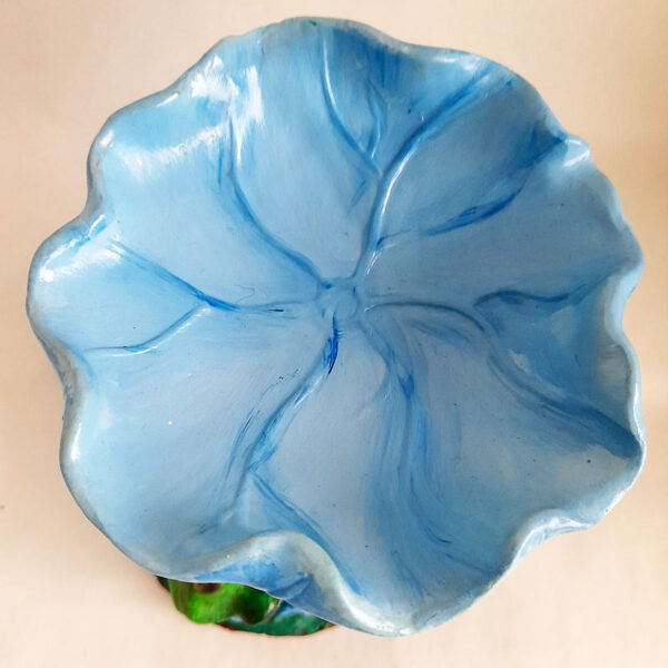 Figura Multiuso Caramelero Sapo con Flor Celeste