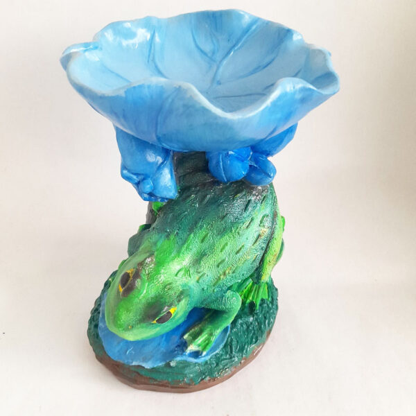Figura Multiuso Caramelero Sapo con Flor Celeste