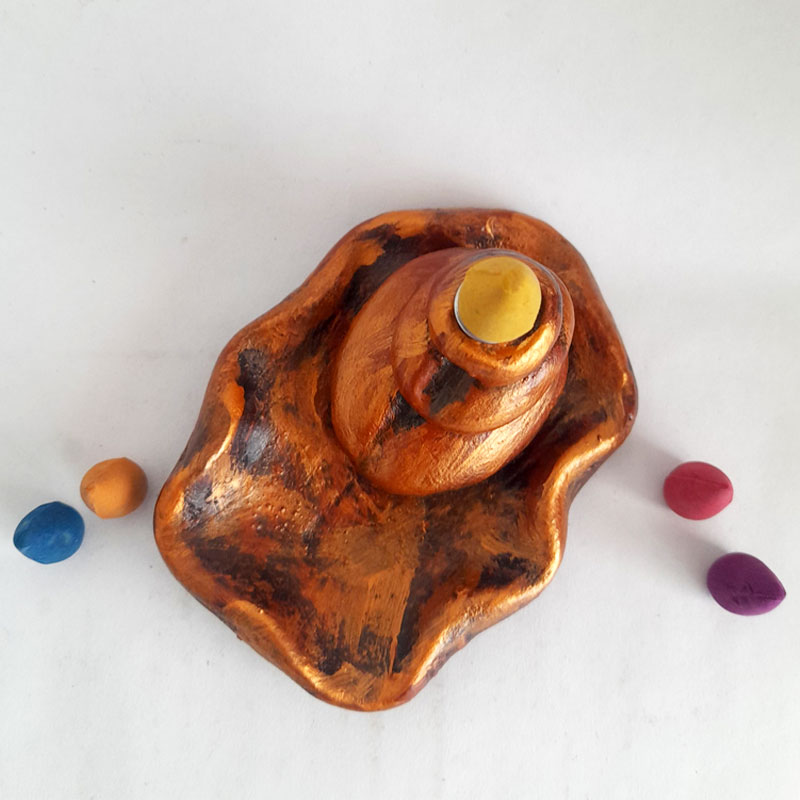 Fuente de Humo Hoja y Piedras Cobre + 5 conitos