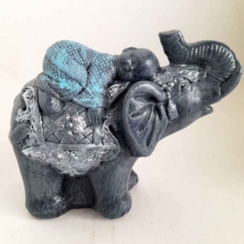 Figura Elefante de la India con Buda Bebé Celeste