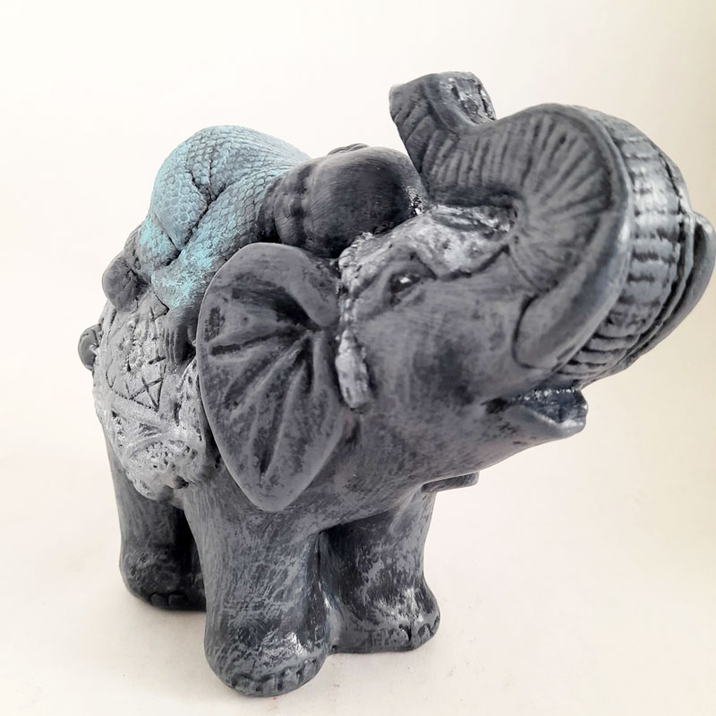 Figura Elefante de la India con Buda Bebé Celeste