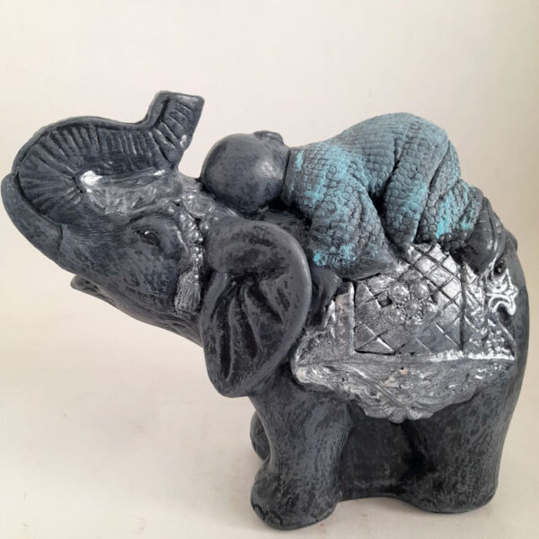 Figura Elefante de la India con Buda Bebé Celeste