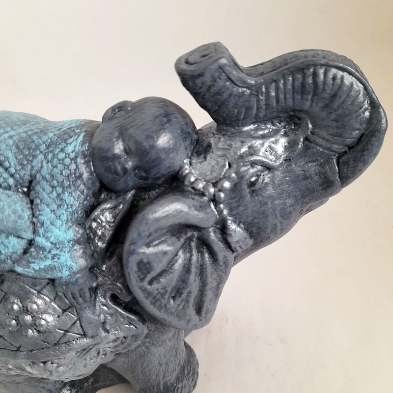 Figura Elefante de la India con Buda Bebé Celeste