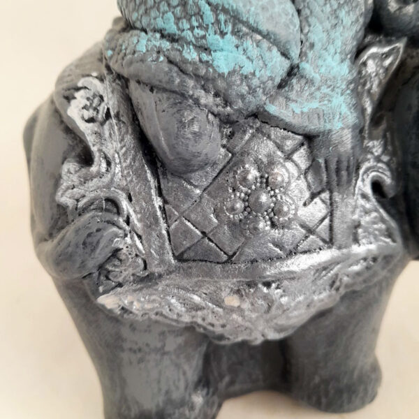 Figura Elefante de la India con Buda Bebé Celeste