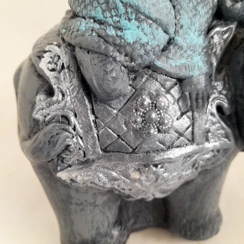Figura Elefante de la India con Buda Bebé Celeste