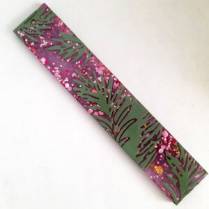 Señalador Porta Sahumerio de Resina con Diseño Glitter Rosa y Hojas