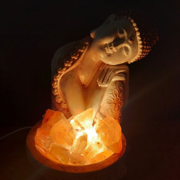 Lámpara de Sal del Himalaya Buda Durmiente Añejo