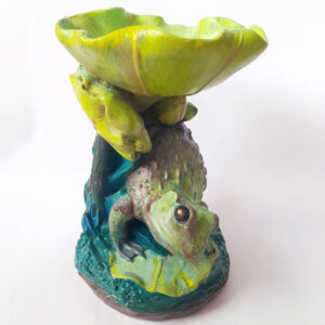 Figura Multiuso Caramelero Sapo con Flor Verde