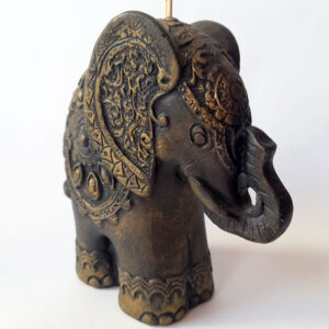 Porta Sahumerio Elefante Sabio Negro y Cobre
