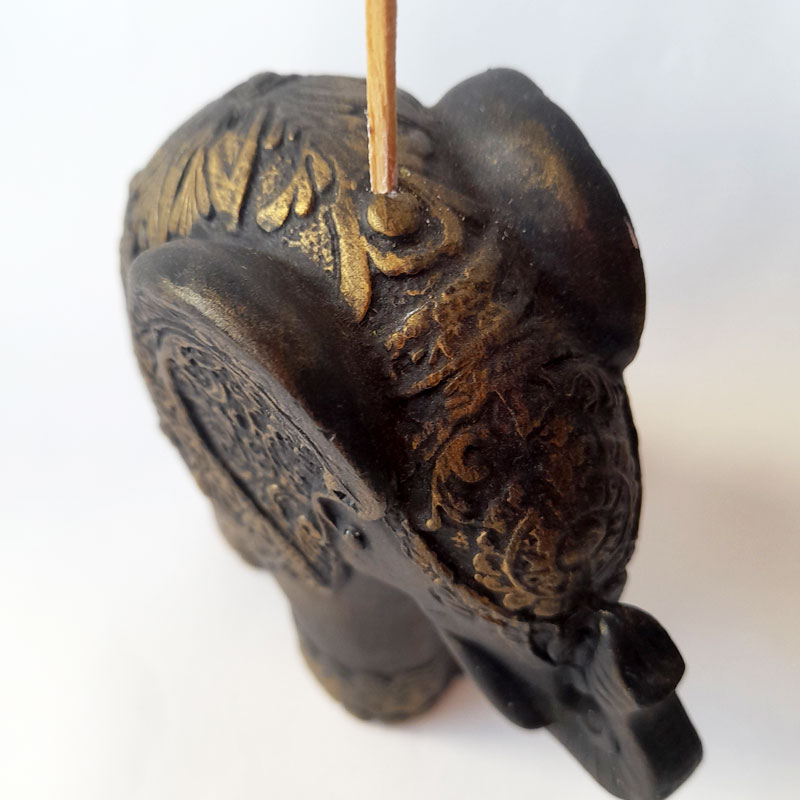 Porta Sahumerio Elefante Sabio Negro y Cobre