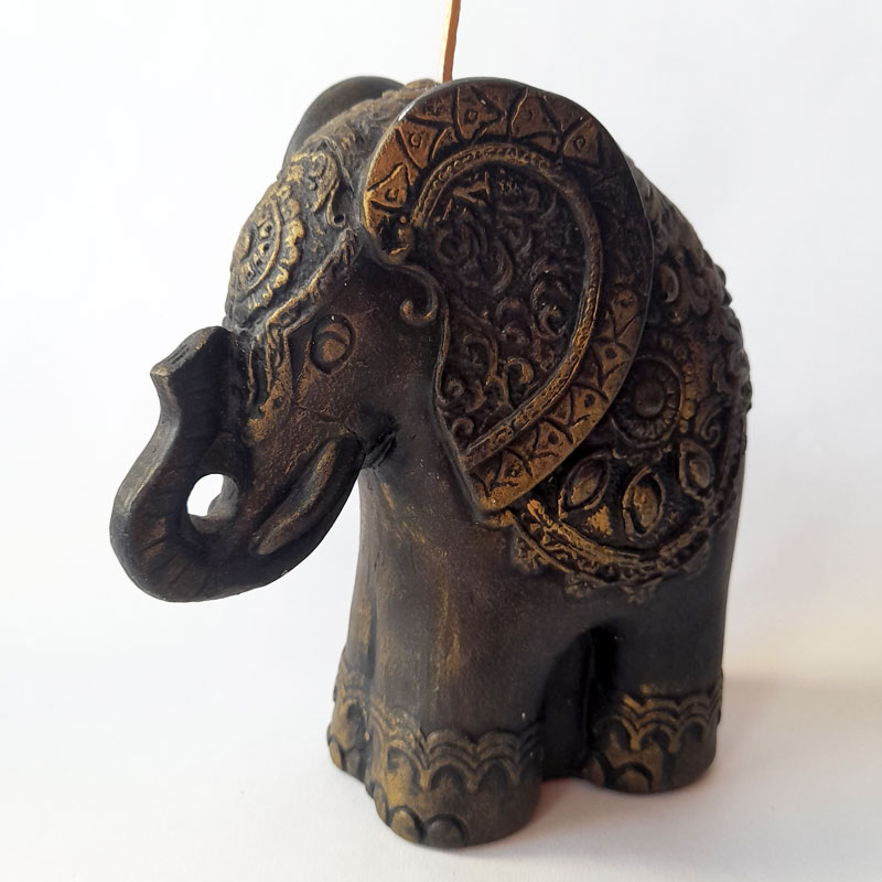 Porta Sahumerio Elefante Sabio Negro y Cobre