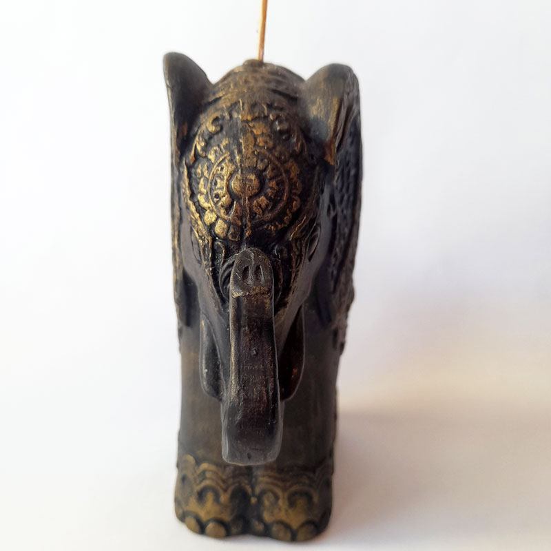 Porta Sahumerio Elefante Sabio Negro y Cobre