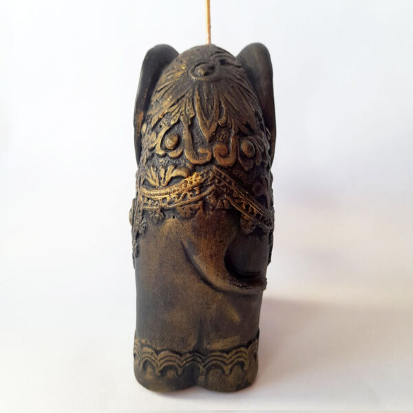 Porta Sahumerio Elefante Sabio Negro y Cobre