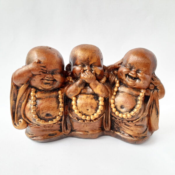 Figura 3 Budas Sabios Bebés con Collar color Cobre