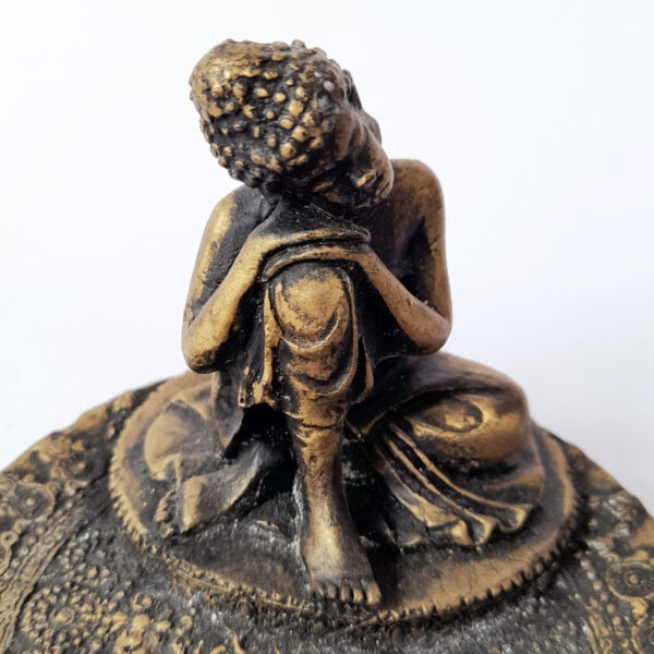 Porta Sahumerio Buda Sentado en Plato Mandala Cobre