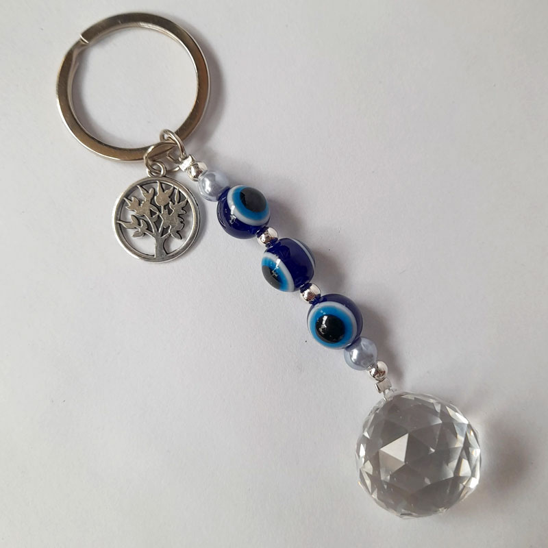 Llavero Péndulo con Ojo Turco y Dije de Árbol de la Vida