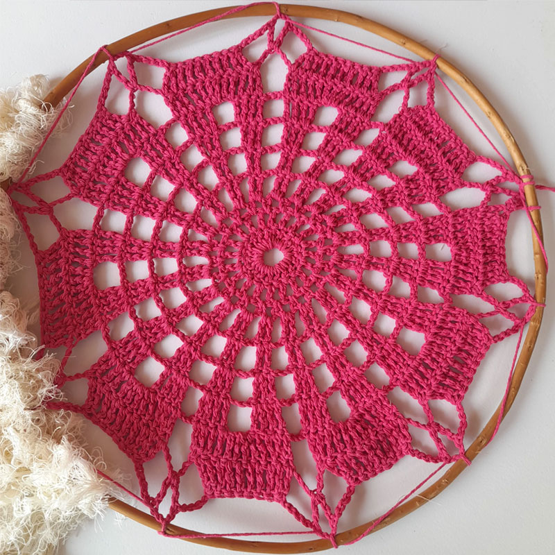 Atrapasueños Grande Tejido Rosa y Crudo