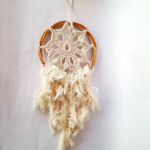 Atrapasueños Chico Tejido Mandala y Deco Crudo