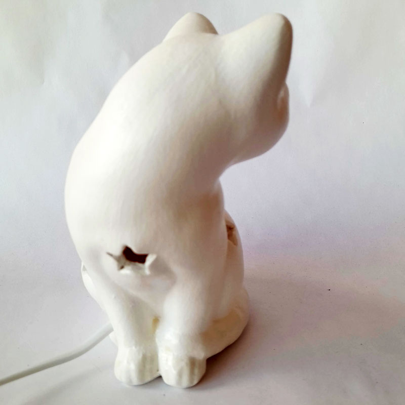 Lámpara de Sal del Himalaya Gato con Estrellas Blanco