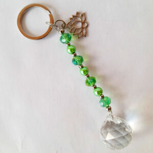 Llavero Verde con Dije de Flor de Loto