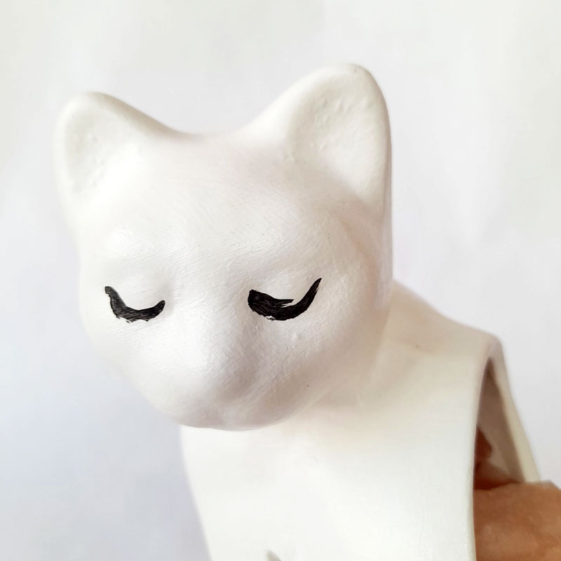 Lámpara de Sal del Himalaya Gato con Estrellas Blanco