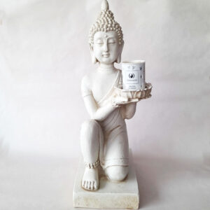 Figura Porta Vela Buda Arrodillado en Resina