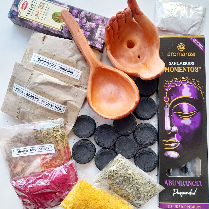 Kit N° 21 con Sahumador y Porta Sahumerio de la Abundancia y Prosperidad