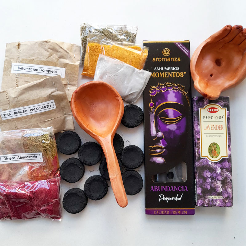Kit N° 21 con Sahumador y Porta Sahumerio de la Abundancia y Prosperidad