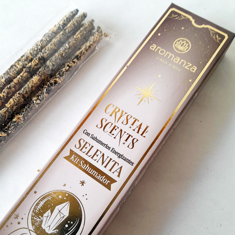 Sahumerios Energizantes Crystal Scents con Piedras de Selenita