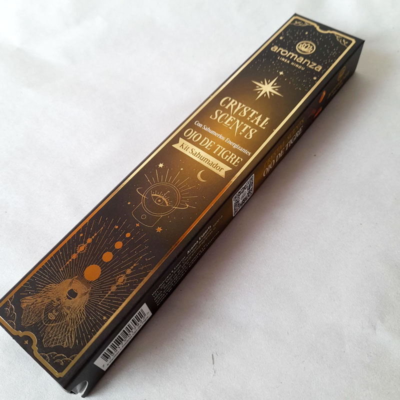 Sahumerios Energizantes Crystal Scents con Piedras de Ojo de Tigre